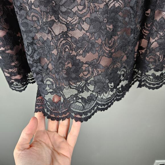 Y2K Lace Black Overlay Feminine Soft Romantic Gothiccore Midi Skirt Size 8 - Picture 4 of 9